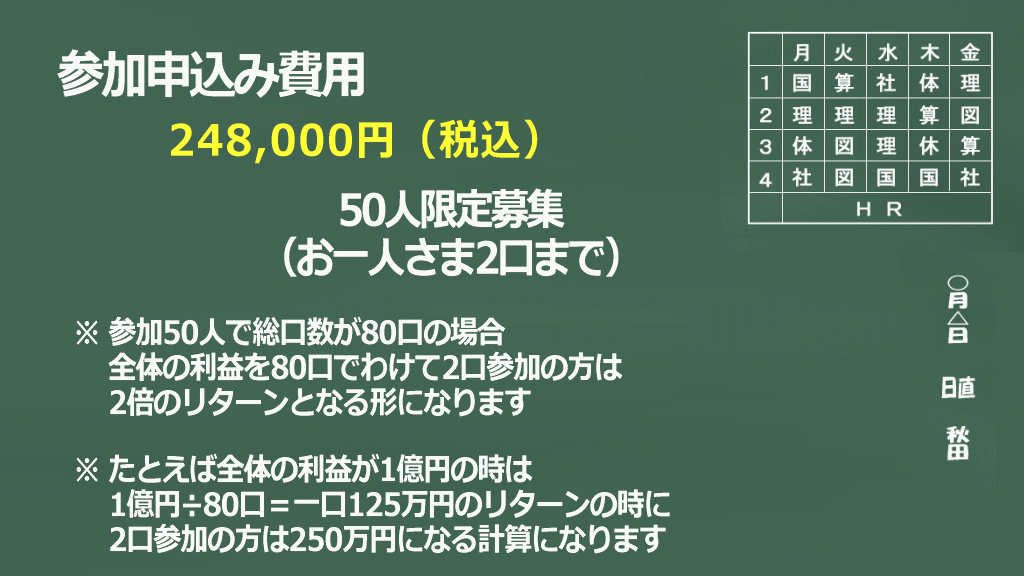 ワクワクプロジェクト参加費用のイメージ画像